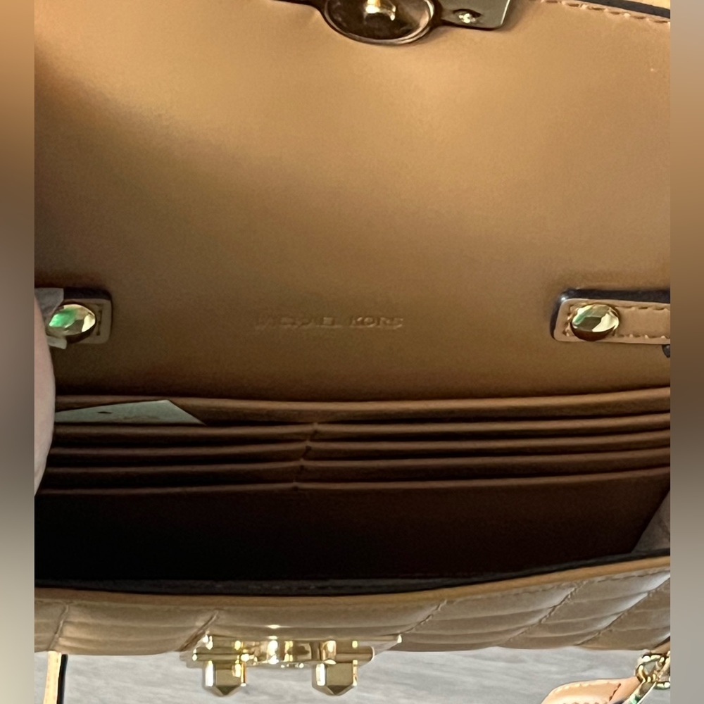 NWT Michael Kors Camel Color Tribeca Quilted Crossbody Bag - Picture 10 of 15